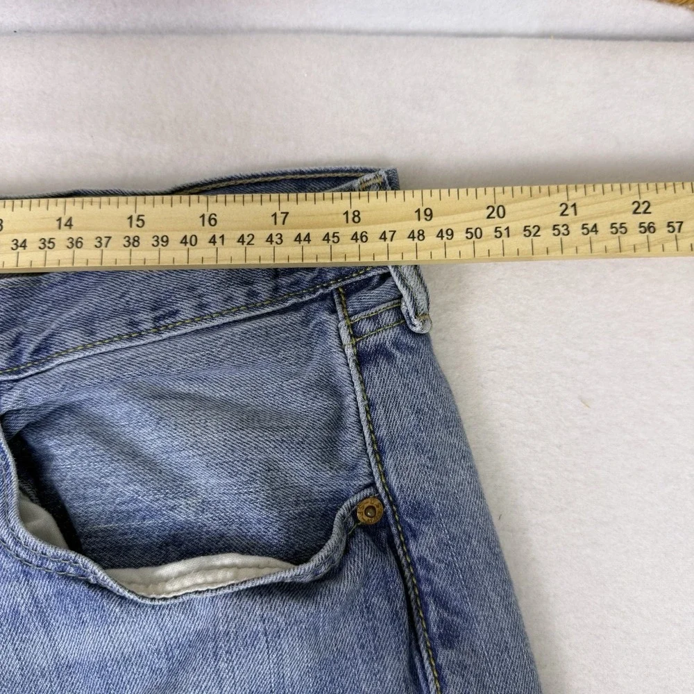 Levis 501 Jeans Men 36x30 Blue Button Fly Original Fit Pants‎ Light Wash Y2K